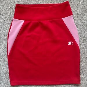 STARTER Black Label Red and Pink Pencil Polyester Skirt small